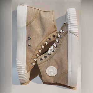 P.F. FLYERS High-Top Canvas Sneakers M 5.5/W 7 Safari EUC